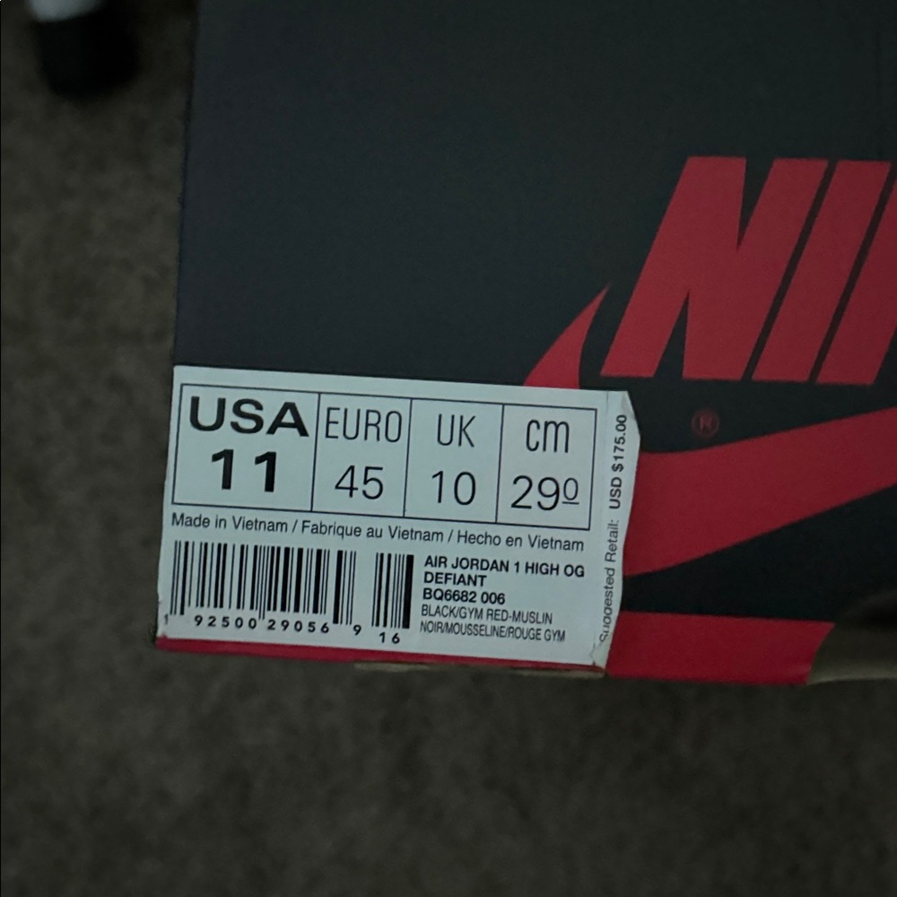 Jordan 1 retro high OG Defiant black red 11 - Picture 6 of 6